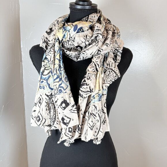 Chico’s Ruffle Floral Scarf Long Beachy Boho *FLAW* - Picture 7 of 13